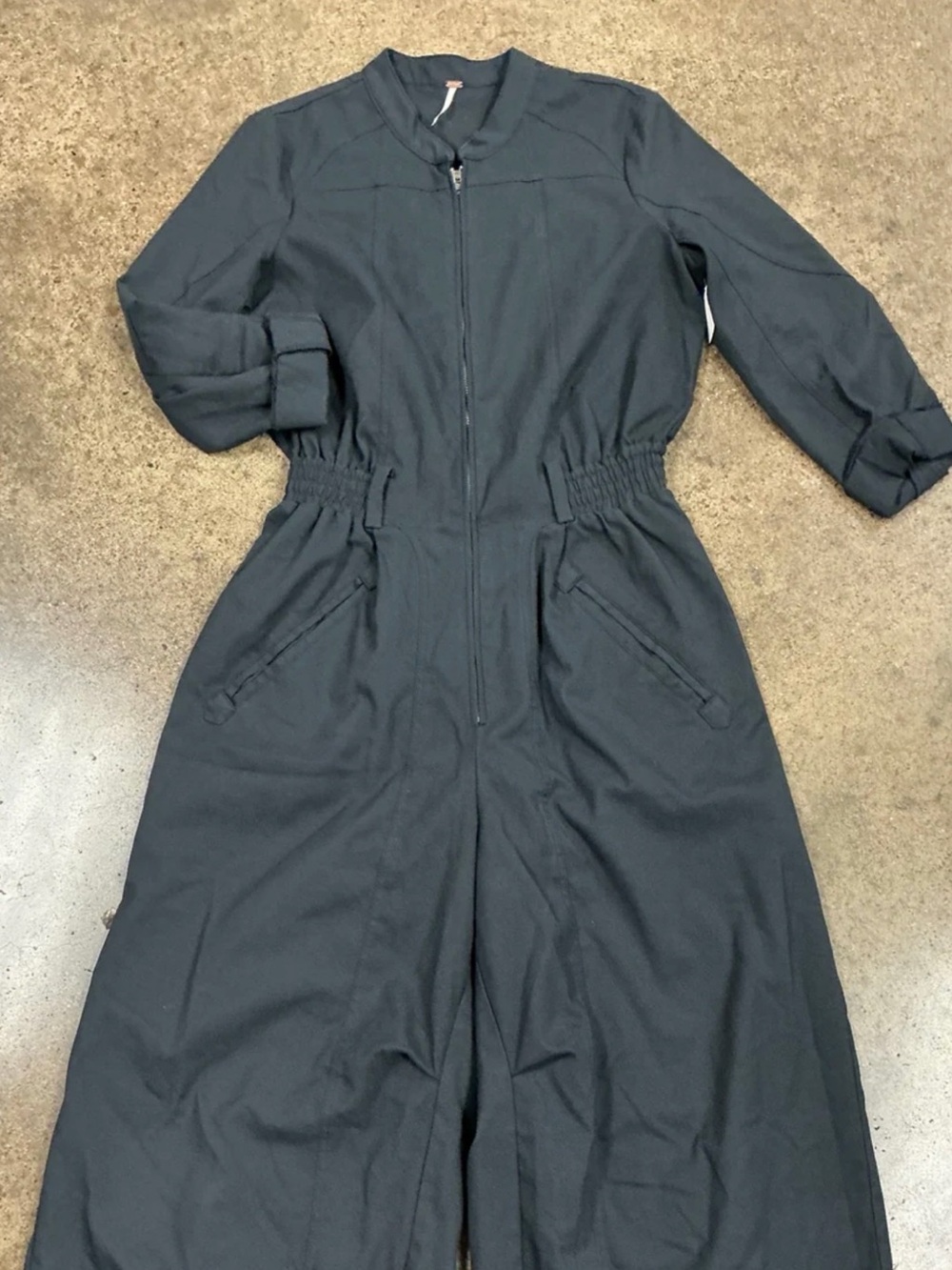 Free People Black Wide-Leg Utility Jumpsuit
